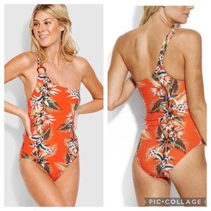 Seafolly Ocean Alley One Shoulder Swimsuit 8 NWT